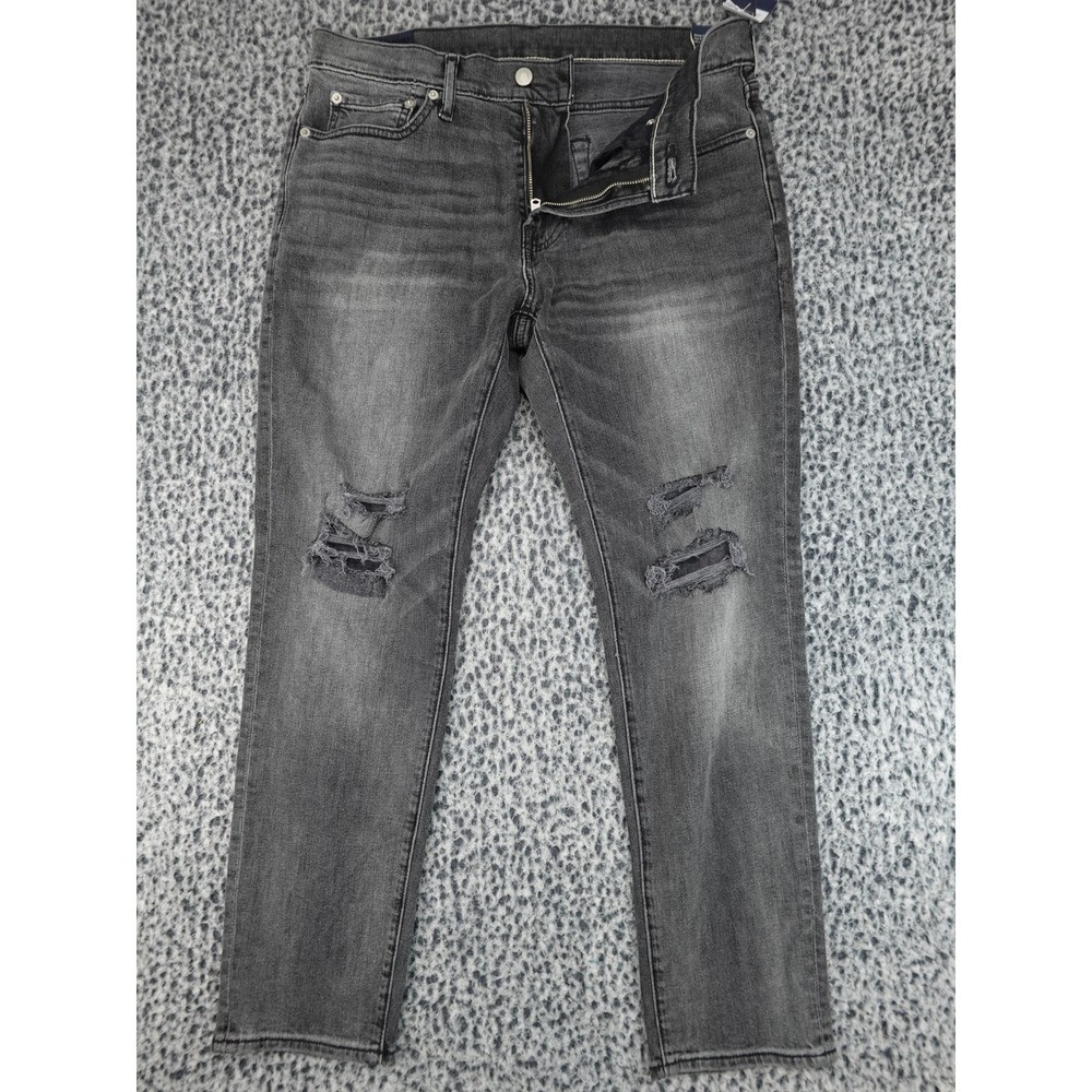 Abercrombie & Fitch Skinny Taper Jeans Mens 32x30 Black NEW Distressed Stretch‎